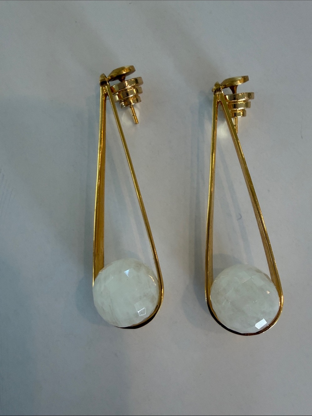Dean Davidson Gold Drop Earrings with White Faceted Stone